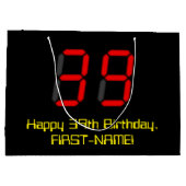 39誕生日:レッドデジタルクロックスタイル"39" +名前 ラージペーパーバッグ (裏面)