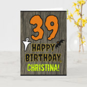 39誕生日:不気味ハロウィーンテーマ、名前をカスタムする カード (黄色い花)