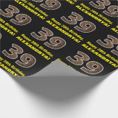 39誕生日:名前フェイク&木目パターン「39」 ラッピングペーパー (角)