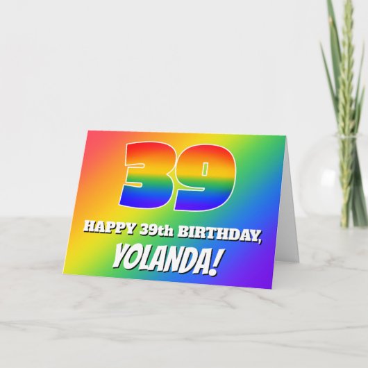 39誕生日:数々の色レインボーパターン# 39 カード (正面)