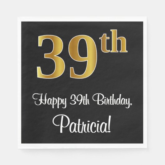 39誕生日~豪華エレガントなフェイク金ゴールドルック# スタンダードランチョンナプキン (正面)