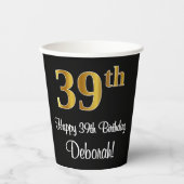 39誕生日 – 豪華エレガントなフェイク金ゴールドルック# 紙コップ (正面)