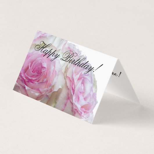 3975 – ピンクと白のローズ誕生日カード (正面)