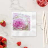 3998 – ピンクと白結婚のバラ 縁ありカクテルナプキン (インサイチュ)