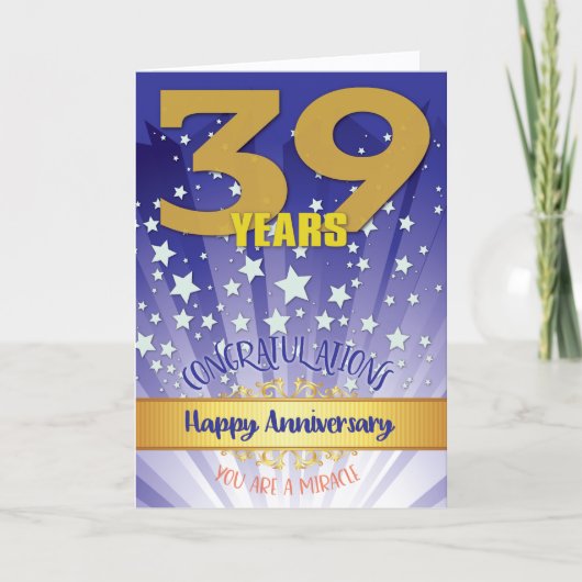 39 回復記念日 太字の数字 カード (正面)