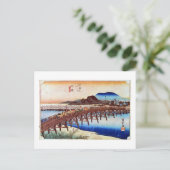 39. 岡崎宿, 広重 Okazaki-juku, Hiroshige, Ukiyo-e ポストカード (スタンド正面)