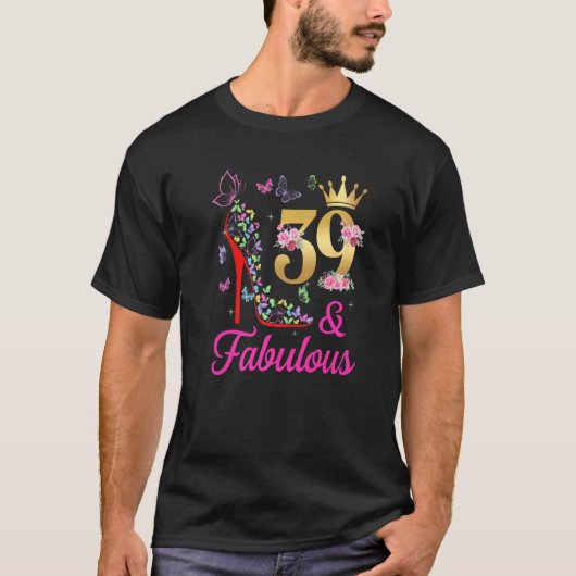 39&素晴らしい39歳39日蝶H Tシャツ (正面)
