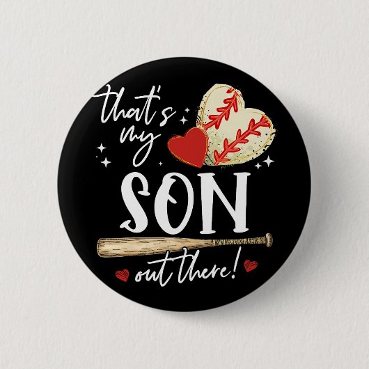 #39;sうちの息子Baseball Mama Mom Mothers D 缶バッジ (正面)