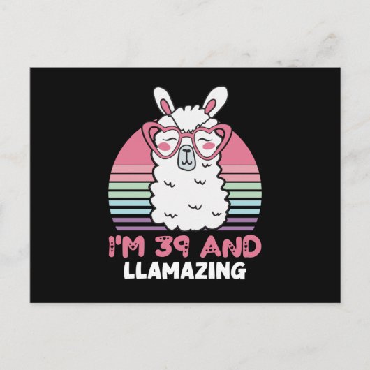 39 Year Old Bday Llamazing 39th Birthday Llama ポストカード (正面)