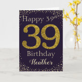 39th誕生日ゴールデングリッターカード カード (黄色い花)