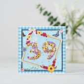 39th誕生日パーティー招待花、蝶 招待状 (スタンド正面)