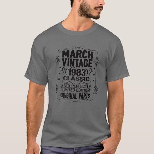 39th誕生日1983年3月ピッセスアリーズ〔占星術の〕十二宮図ヴィンタ tシャツ (正面)