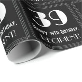 39th誕生日-インスパイアアールデコルック"39",名前 ラッピングペーパー (ロールコーナー)