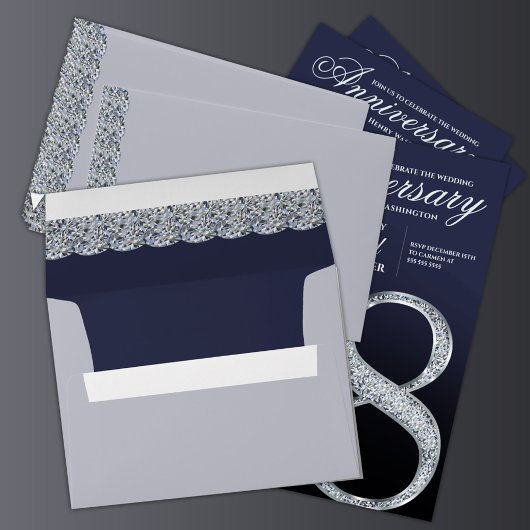39th Anniversary Diamond Silver Navy Blue 招待状