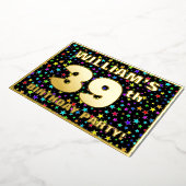 39th Birthday Party —おもしろい、スターカラフルズ・パターン 箔招待状 (回転した状態)