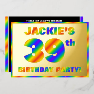39th Birthday Party —おもしろい、レインボースペクトル「39」 箔招待状