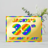 39th Birthday Party —おもしろい、レインボースペクトル「39」 箔招待状 (立ち正面)