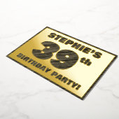 39th Birthday Party — はっきりしたWood Grainフェイク文字 箔招待状 (回転した状態)
