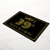 39th Birthday Party —アールデコスタイル「39」 +名前 箔招待状 (回転した状態)