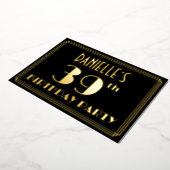 39th Birthday Party:アールデコルック"39"，名前あり 箔招待状 (回転した状態)