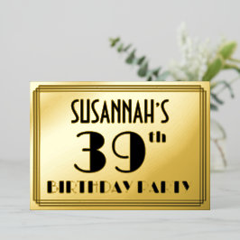39th Birthday Party —アールデコ検索「39」 +名前 箔招待状