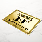 39th Birthday Party —アールデコ検索「39」 +名前 箔招待状 (回転した状態)