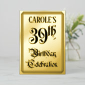 39th Birthday Party – スクリプエレガントト+名前をカスタムする 箔招待状 (立ち正面)