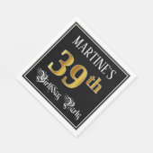39th Birthday Party – スクリプファンシート、フェイク金ゴールド・ルック スタンダードランチョンナプキン (角)