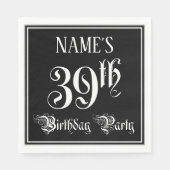 39th Birthday Party – スクリプファンシート+名前をカスタムする スタンダードランチョンナプキン (正面)