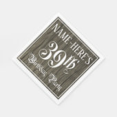 39th Birthday Party — ファンシー Script, フェイク Wood Look スタンダードランチョンナプキン (角)