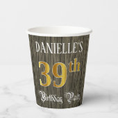 39th Birthday Party — Faux Gold & Faux Wood Looks 紙コップ (裏面)