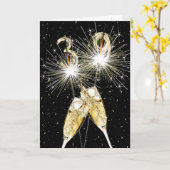 39th Birthday Sparklers and Champagne Toast カード (黄色い花)