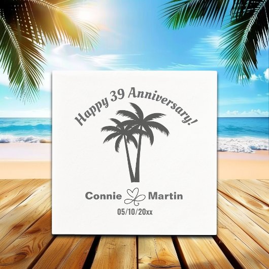39th Wedding Anniversary Palm Trees スタンダードカクテルナプキン