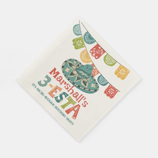 3 – エスタソンブレロパーソナライズされた誕生日パーティー スタンダードランチョンナプキン (角)