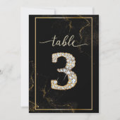 3 エレガントなダイヤモンドの印刷可能なテーブルナンバー 招待状 (正面)