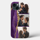3 エレガントフォトコラージュ名パープル金ゴールドアゲート Case-Mate iPhoneケース (裏面)