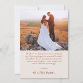 3 エレガントフォトコラージュTerracottaスクリプ結婚ト サンキューカード (裏面)