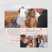 3 エレガントフォトコラージュTerracottaスクリプ結婚ト サンキューカード (正面/裏面)