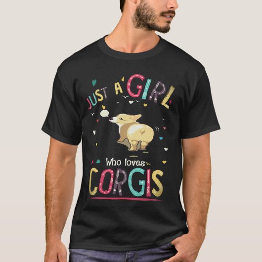 3 コーギーが大好きな女の子 Tシャツ (正面)