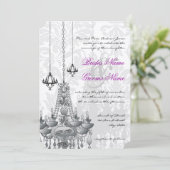 3 シルバー&ブラックのシャンデリア ダマスク ウェディング 招待状 (スタンド正面)