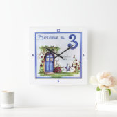 3 スクエア壁時計 (ホーム)