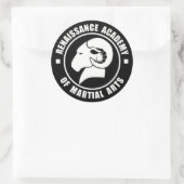 3"ステッカー、6セット、黒ロゴの白 ラウンドシール (バッグ)