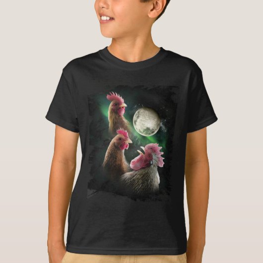 3 ニワトリ 月 オオカミ ひよこ オオカミの遠吠え Tシャツ (正面)