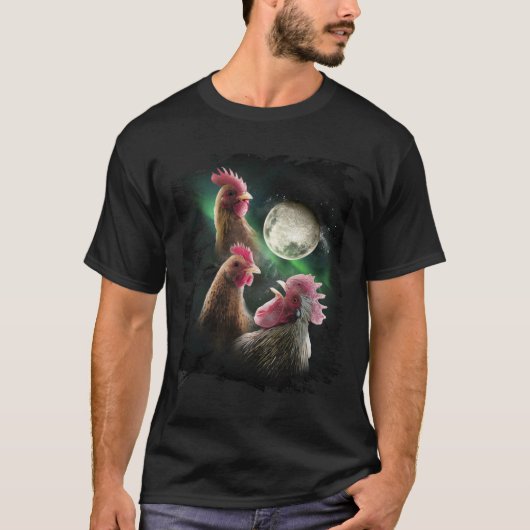 3 ニワトリ 月 オオカミ 鳥類 オオカミの遠吠え Tシャツ (正面)