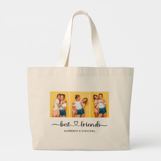 3 パーソナライズされたフォトコラージュ最高のファン ラージトートバッグ (裏面)
