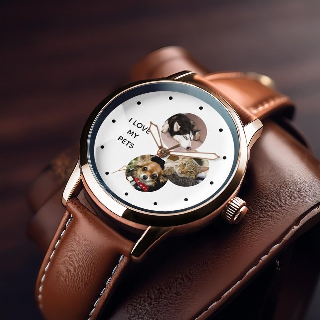 3 – フォトコラージュのペットの親のパーソナライズされた腕時計 腕時計 (Inspiration mockup (not actual product))