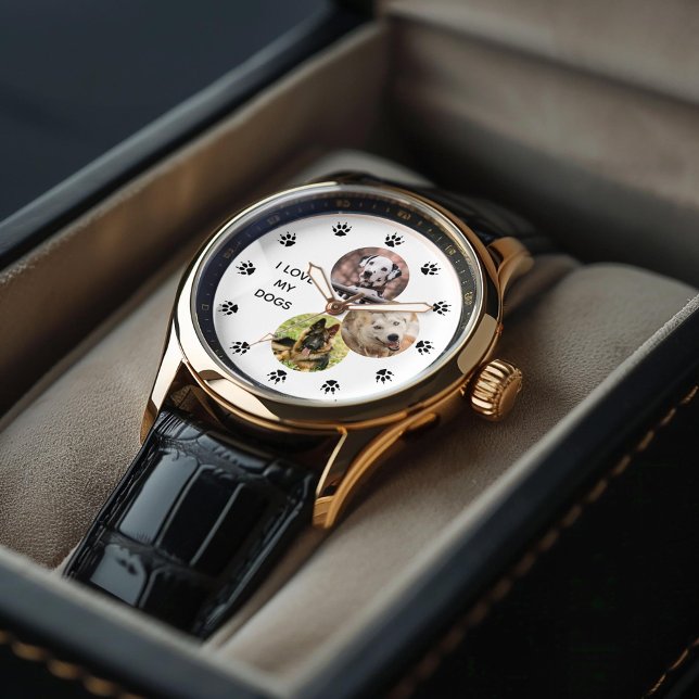 3 – フォトコラージュ犬の恋人パーソナライズされた 腕時計 (Inspiration mockup (not actual product))
