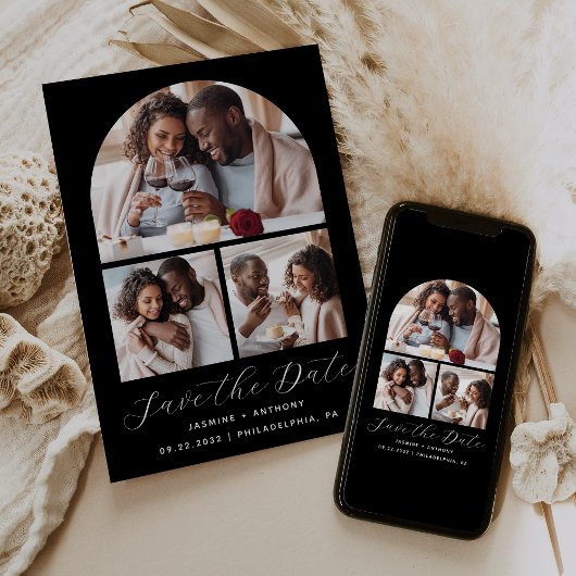 3-ミニマルPhoto Collage Arch白黒 セーブザデート