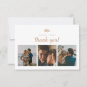 3-モダンフォトベージュフローラリーフ結婚ズ サンキューカード (正面)