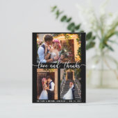 3 モダン写真結婚の愛とスクリプ感謝していト ポストカード (スタンド正面)